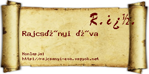 Rajcsányi Éva névjegykártya